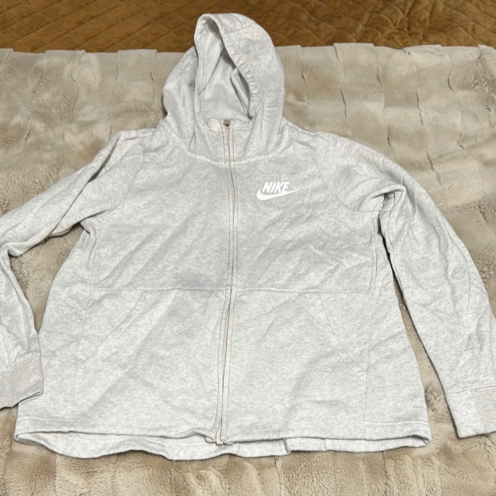Nike Tan,Cream, Gray Zip-Up Jacket Soft Cotton-Blend